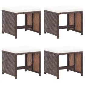 Garden stools 4 units with brown synthetic rattan cushions by vidaXL, Garden chairs - Ref: Foro24-316778, Price: 87,53 €, Dis...