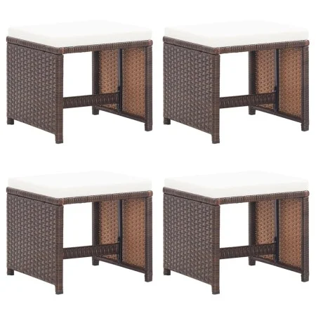 Garden stools 4 units with brown synthetic rattan cushions by vidaXL, Garden chairs - Ref: Foro24-316778, Price: 87,53 €, Dis...