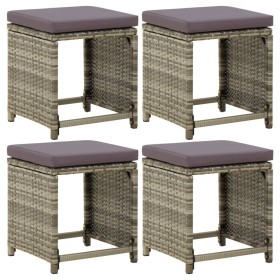 Garden stools 4 units and gray synthetic rattan cushions by vidaXL, Garden chairs - Ref: Foro24-316873, Price: 148,37 €, Disc...