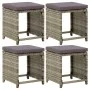 Gartenhocker 4 Stück und Kissen Kunststoff Rattan grau von vidaXL, Gartenstühle - Ref: Foro24-316873, Preis: 146,42 €, Rabatt: %