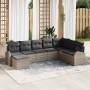 Conjunto de sofá de jardín con cojín 8 pcs Gris Poliratán
