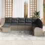 Conjunto de sofá de jardín con cojín 8 pcs Gris Poliratán