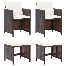 Conjunto de silla de jardín y taburete 4 piezas ratán PE negro de vidaXL, Sillas de jardín - Ref: Foro24-316780, Precio: 128,...