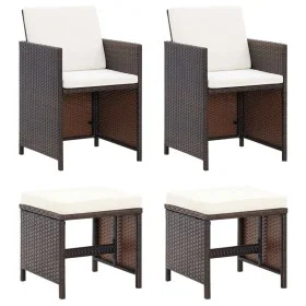Gartenstuhl und Hocker Set 4 Stück PE Rattan schwarz von vidaXL, Gartenstühle - Ref: Foro24-316780, Preis: 127,86 €, Rabatt: %