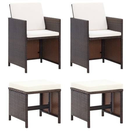 Conjunto de silla de jardín y taburete 4 piezas ratán PE negro de vidaXL, Sillas de jardín - Ref: Foro24-316780, Precio: 130,...