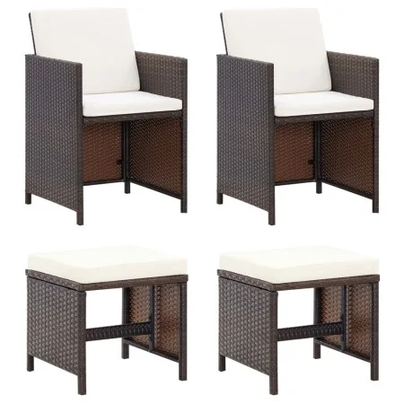 Garden chair and stool set, 4 pieces, black PE rattan by vidaXL, Garden chairs - Ref: Foro24-316780, Price: 127,86 €, Discoun...