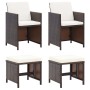 Gartenstuhl und Hocker Set 4 Stück PE Rattan schwarz von vidaXL, Gartenstühle - Ref: Foro24-316780, Preis: 128,93 €, Rabatt: %