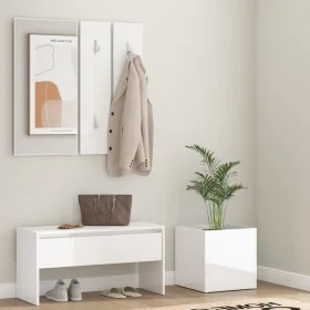 Glossy white plywood hall furniture set by vidaXL, Wardrobes - Ref: Foro24-3082059, Price: 111,97 €, Discount: %