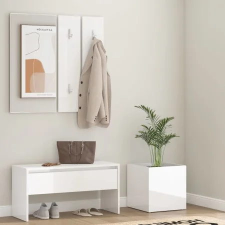 Glänzend weißes Sperrholz-Dielenmöbel-Set von vidaXL, Kleiderschränke - Ref: Foro24-3082059, Preis: 111,97 €, Rabatt: %