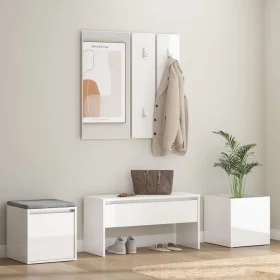 Glänzend weißes Sperrholz-Dielenmöbel-Set von vidaXL, Kleiderschränke - Ref: Foro24-3082068, Preis: 162,59 €, Rabatt: %