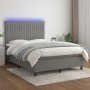 Cama box spring colchón y luces LED tela gris oscuro 140x200 cm en Camas y somieres | Comprar online en Foro24