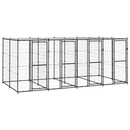 Outdoor steel kennel with roof 9.68 m² by vidaXL, Dog kennels and fences - Ref: Foro24-3082251, Price: 721,91 €, Discount: %