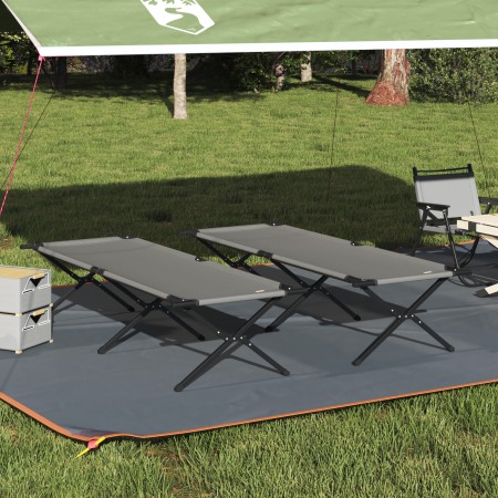 Camas de sol plegables 2 pcs con bolsa de transporte Gris 600D tela Oxford de , Catres - Ref: Foro24-42003195, Precio: 112,34 €