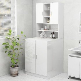 Mueble de lavadora blanco brillo