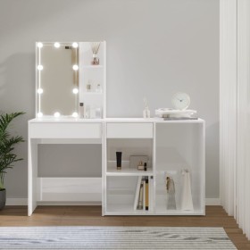Dressing table with LED and glossy white plywood cabinet by vidaXL, Bedroom Dressers - Ref: Foro24-3082023, Price: 151,88 €, ...