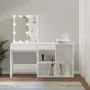 Schminktisch mit LED und glänzend weißem Sperrholzschrank von vidaXL, Schlafzimmerkommoden - Ref: Foro24-3082023, Preis: 150,...