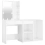 Schminktisch mit LED und glänzend weißem Sperrholzschrank von vidaXL, Schlafzimmerkommoden - Ref: Foro24-3082023, Preis: 150,...