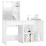 Schminktisch mit LED und glänzend weißem Sperrholzschrank von vidaXL, Schlafzimmerkommoden - Ref: Foro24-3082023, Preis: 150,...