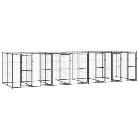 Außenstahlzwinger mit Dach 16,94 m² von vidaXL, Hundehütten und Zäune - Ref: Foro24-3082254, Preis: 1,00 €, Rabatt: %