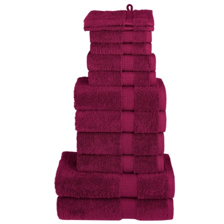 Juego de toallas premium SOLUND 12 unidades burdeos 600 gsm | Foro24.es | Tu tienda online para hogar, jardín y más Foro24.es