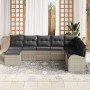 Conjunto de sofá de jardín con cojín 8 pcs Gris claro Poliratán