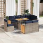 Set sofás jardín y cojines 9 pzas ratán sintético acacia gris | Foro24.es | Tu tienda online para hogar, jardín y más Foro24.es