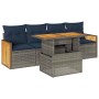 Set sofás jardín y cojines 5 pzas ratán sintético acacia gris de , Conjuntos de jardín - Ref: Foro24-3327659, Precio: 409,52 €