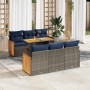 Set sofás jardín y cojines 7 pzas ratán sintético acacia gris by , Garden sets - Ref: Foro24-3327673, Price: 586,44 €, Discou...