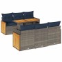Set sofás jardín y cojines 7 pzas ratán sintético acacia gris by , Garden sets - Ref: Foro24-3327673, Price: 586,44 €, Discou...