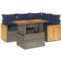 Set sofás jardín y cojines 5 pzas ratán sintético acacia gris by , Garden sets - Ref: Foro24-3327708, Price: 433,10 €, Discou...