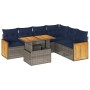 Set sofás jardín y cojines 7 pzas ratán sintético acacia gris by , Garden sets - Ref: Foro24-3327722, Price: 567,80 €, Discou...