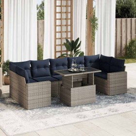 Set sofás jardín y cojines 8 pzas ratán sintético acacia gris by , Garden sets - Ref: Foro24-3326282, Price: 651,15 €, Discou...