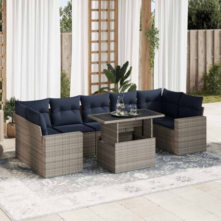 Set sofás jardín y cojines 8 pzas ratán sintético acacia gris by , Garden sets - Ref: Foro24-3326282, Price: 651,15 €, Discou...