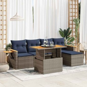 Comprar Set sofás jardín y cojines 6 pzas ratán
