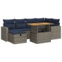 Set sofás jardín y cojines 7 pzas ratán sintético acacia negro by , Garden sets - Ref: Foro24-3328006, Price: 537,42 €, Disco...