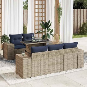 Set sofás jardín y cojines 6 pzas ratán sintético acacia gris by , Garden sets - Ref: Foro24-3326732, Price: 547,34 €, Discou...