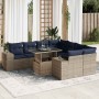 Set sofás jardín y cojines 9 pzas ratán sintético acacia gris | Foro24.es | Tu tienda online para hogar, jardín y más Foro24.es