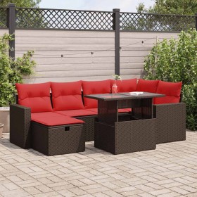 Comprar Set sofás jardín y cojines 7 pzas ratán