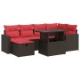 Set sofás jardín y cojines 7 pzas ratán sintético acacia negro by , Garden sets - Ref: Foro24-3327824, Price: 540,82 €, Disco...