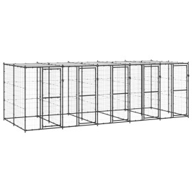 Perrera de exterior de acero con techo 12,1 m² by vidaXL, Dog kennels and fences - Ref: Foro24-3082252, Price: 961,60 €, Disc...