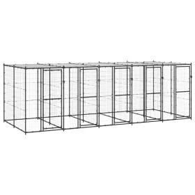 Perrera de exterior de acero con techo 12,1 m² by vidaXL, Dog kennels and fences - Ref: Foro24-3082252, Price: 945,54 €, Disc...