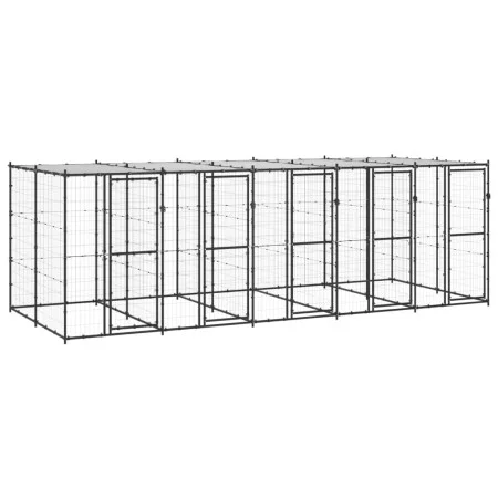 Perrera de exterior de acero con techo 12,1 m² by vidaXL, Dog kennels and fences - Ref: Foro24-3082252, Price: 945,54 €, Disc...
