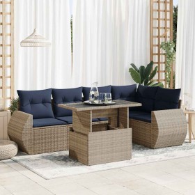 Set sofás jardín y cojines 6 pzas ratán sintético acacia gris by , Garden sets - Ref: Foro24-3326642, Price: 522,68 €, Discou...