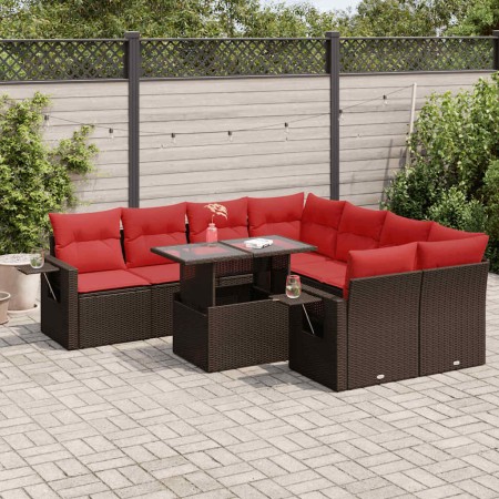 Set sofás jardín y cojines 9 pzas ratán sintético acacia gris by , Garden sets - Ref: Foro24-3326455, Price: 692,70 €, Discou...