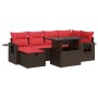 Set sofás jardín y cojines 7 pzas ratán sintético acacia negro by , Garden sets - Ref: Foro24-3327864, Price: 537,85 €, Disco...