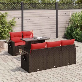 Set sofás jardín y cojines 6 pzas ratán sintético acacia gris by , Garden sets - Ref: Foro24-3326415, Price: 489,80 €, Discou...