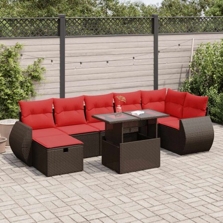 Set sofás jardín y cojines 8 pzas ratán sintético acacia negro by , Garden sets - Ref: Foro24-3327914, Price: 632,02 €, Disco...