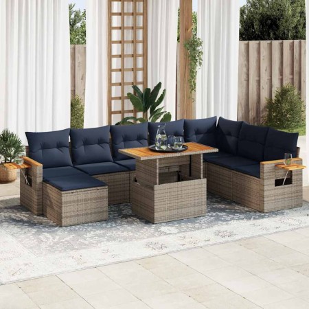 Set sofás jardín y cojines 10 pzas ratán sintético acacia gris von , Gartensets - Ref: Foro24-3327638, Preis: 683,76 €, Rabat...