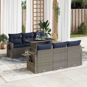Set sofás jardín y cojines 7 pzas ratán sintético acacia negro von , Gartensets - Ref: Foro24-3326422, Preis: 587,39 €, Rabat...