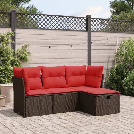 Set de sofás de jardín 4 pzas y cojines ratán sintético marrón by , Garden sets - Ref: Foro24-3325260, Price: 288,91 €, Disco...